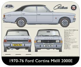 Ford Cortina MkIII 2000E 4dr 1970-76 Place Mat, Small